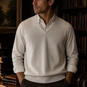 VTG Jantzen Acrylic & Wool Blend Sleeveless Sweater Vest L V-Neck Made in Canada